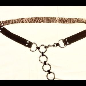 Real Snake Skin & Leather Chain Belt. 36 in’